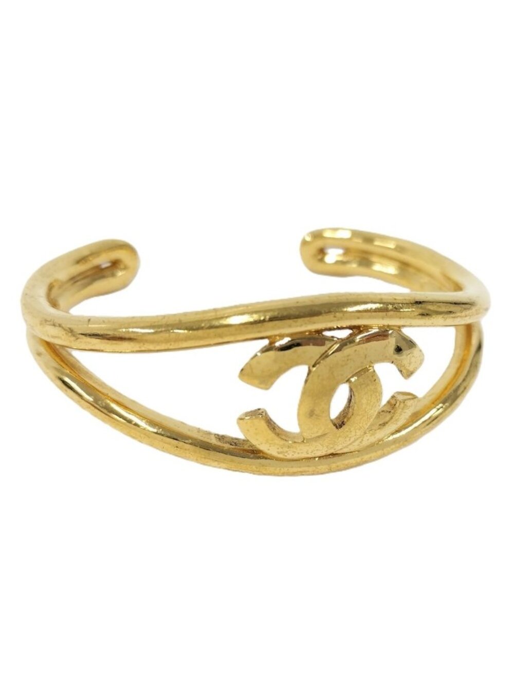 Chanel Bangle CC Logo Plated Gold 97P Bracelet
